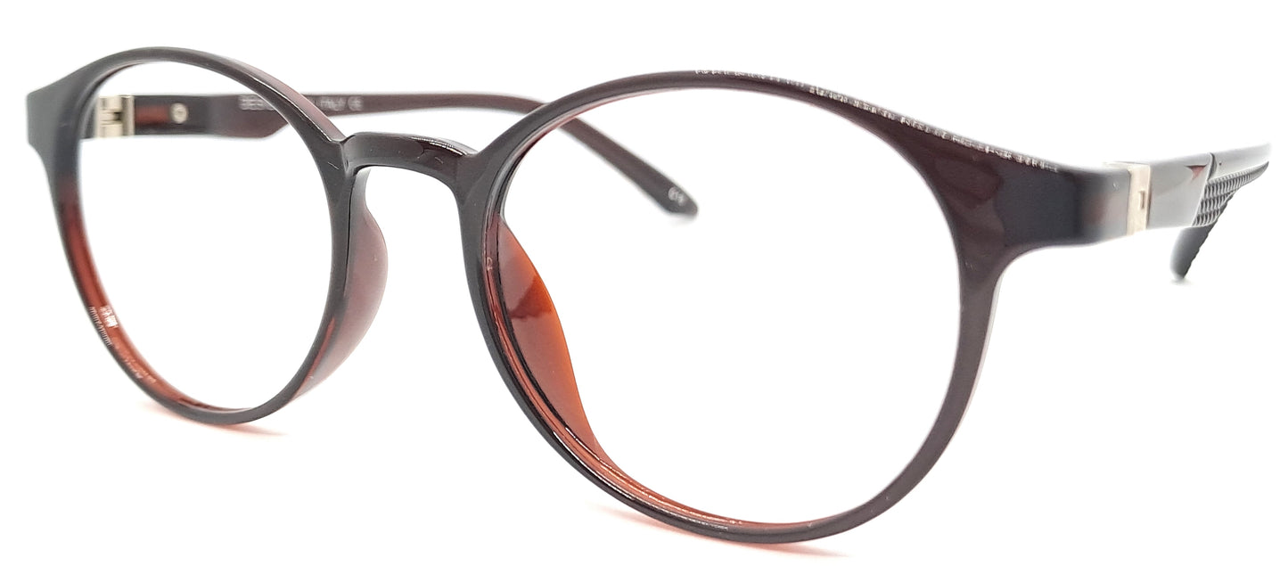 VE Transparent Brown Round Frame for Men & Women