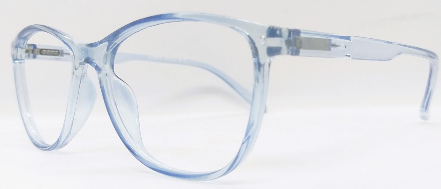 VE Transparent Blue Round Frame for Men & Women