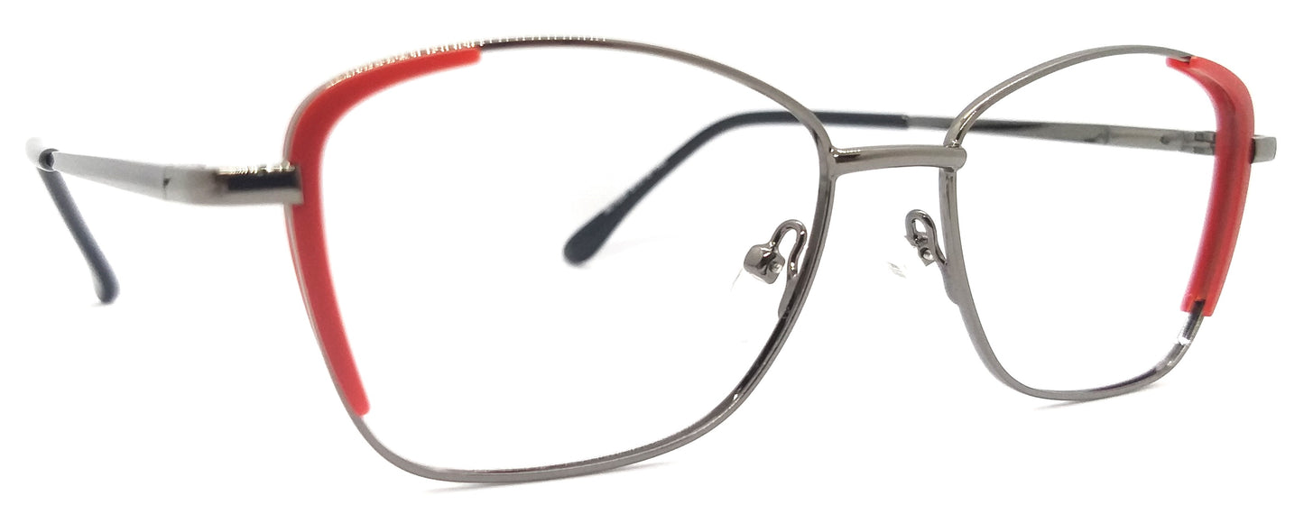 VE Gunmetal & Red Cat Eye Metal Frame for Men & Women
