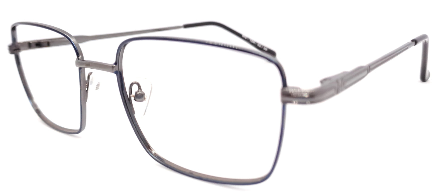 VE Blue & Gunmetal Rectangle Metal Frame for Men & Women