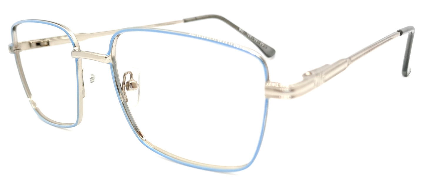 VE Blue & Silver Rectangle Metal Frame for Men & Women