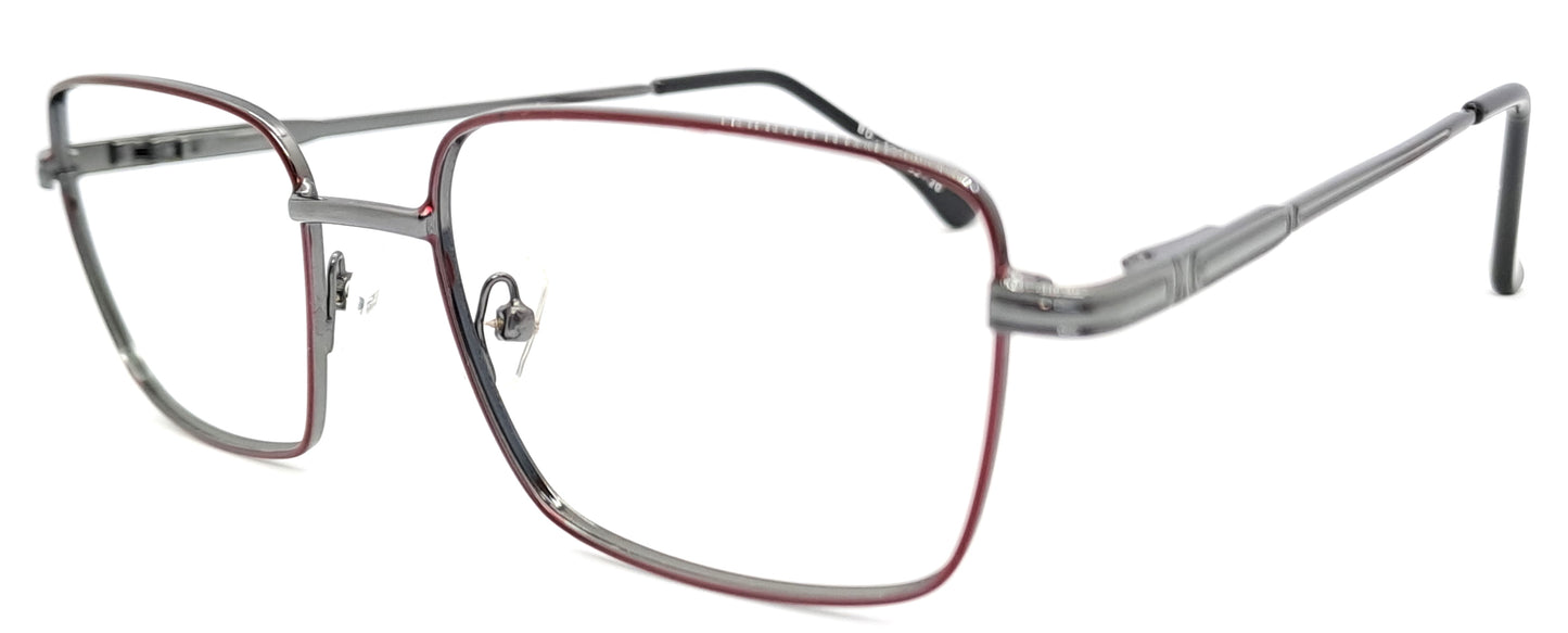 VE Maroon & Gunmetal Rectangle Metal Frame for Men & Women