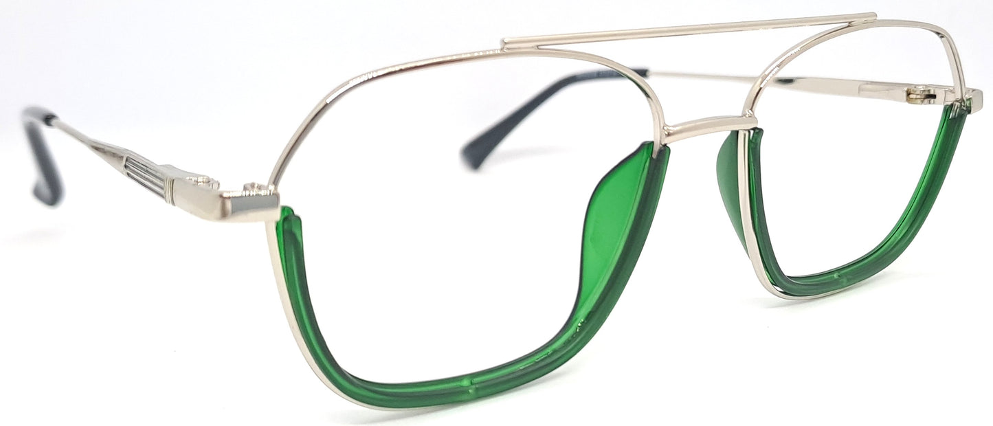 VE Silver & Green Square Frame for Men & Women
