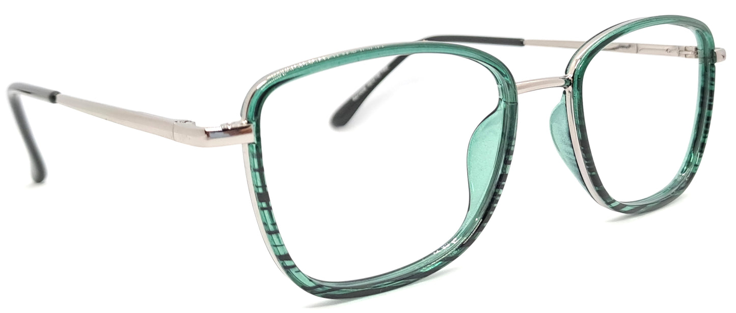 VE Green Rectangle Metal Frame for Men & Women