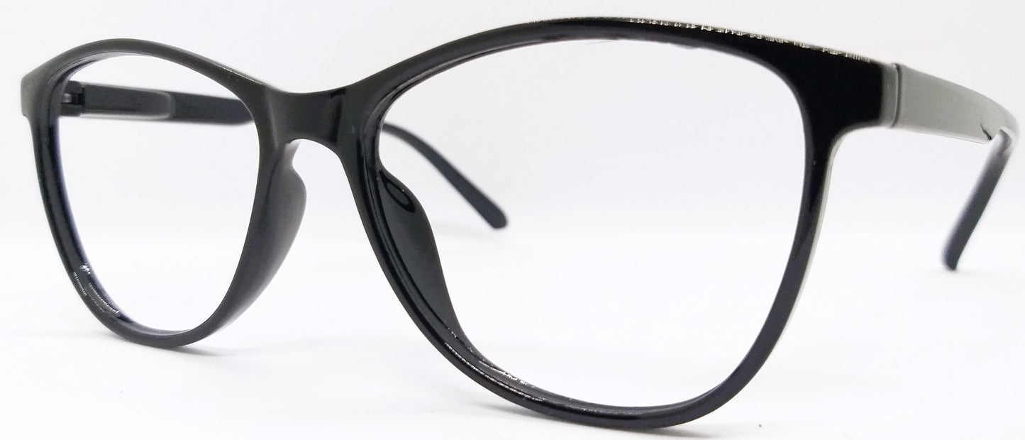 VE Glossy Black Round Frame for Men & Women