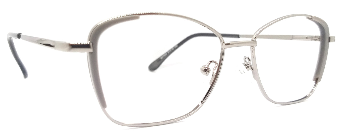 VE Silver & Grey Cat Eye Metal Frame for Men & Women