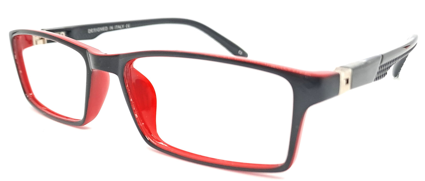 VE Black & Red Rectangle Frame for Men & Women