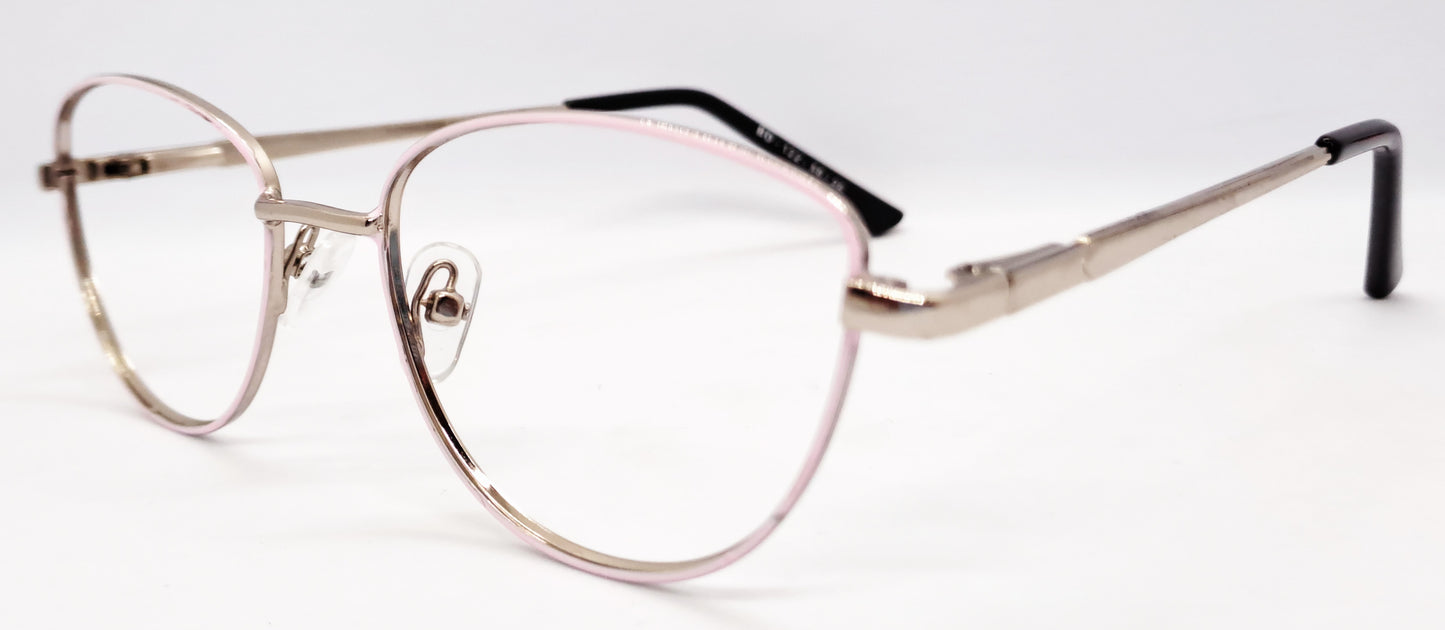VE Pink & Silver Oval Metal Frame for Men & Women