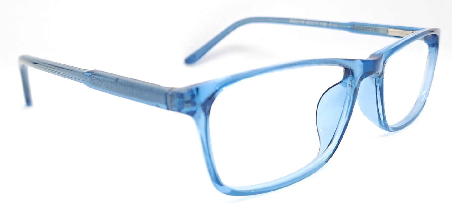 VE Transparent Blue Rectangle Frame for Men & Women