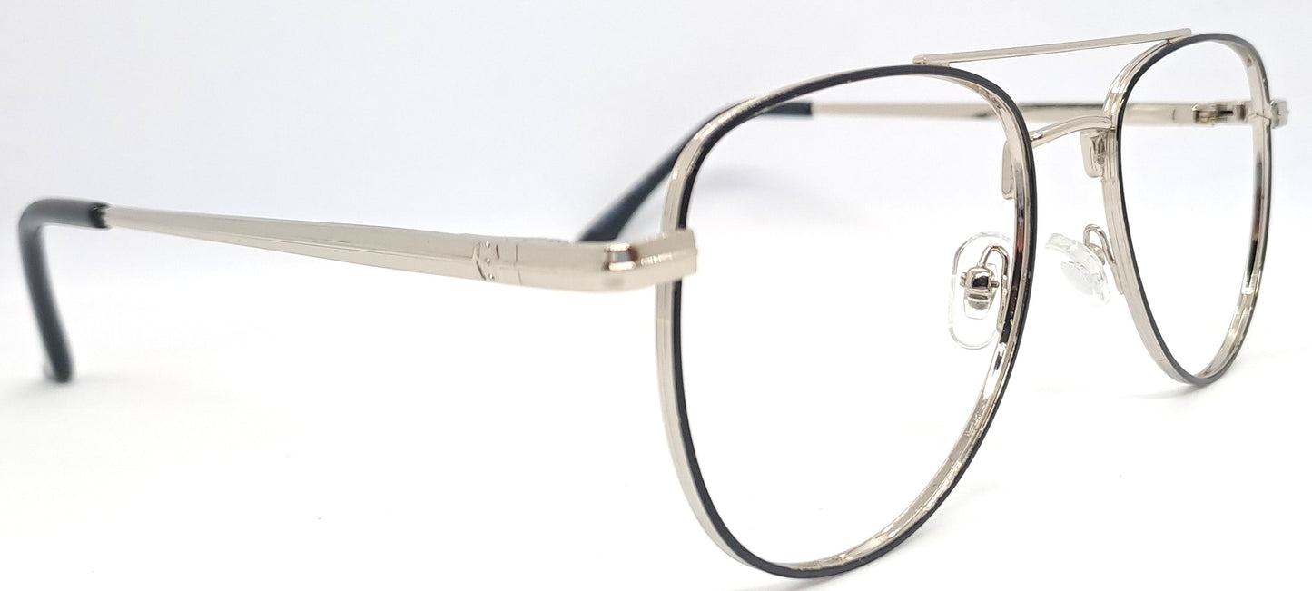 VE Silver With Front Black Aviator Frame for Men & Women