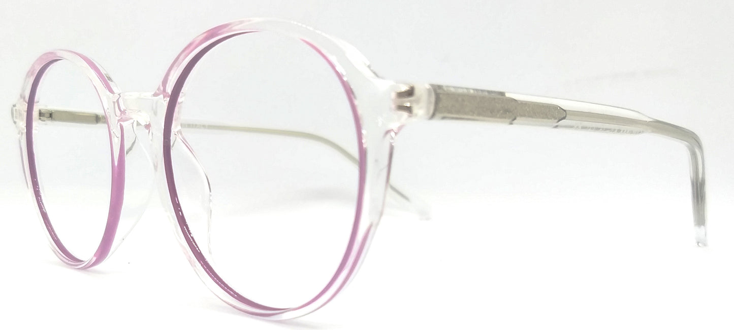 VE Purple & Transparent Round Frame for Men & Women