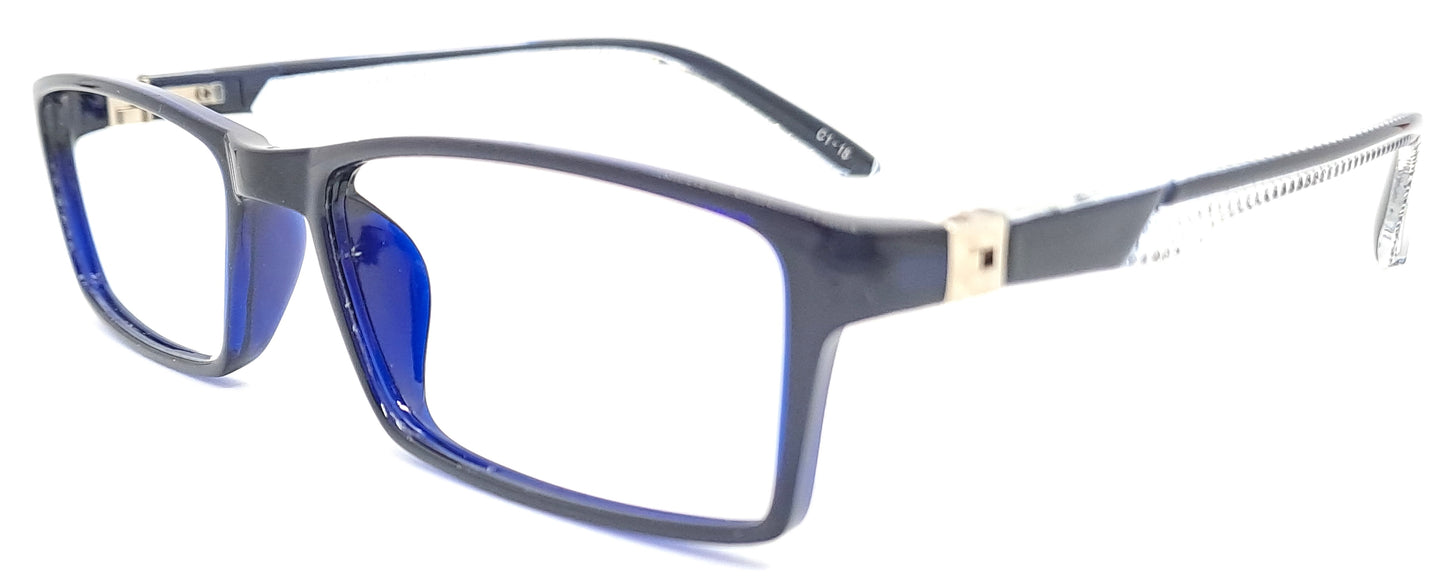 VE Transparent Blue Rectangle Frame for Men & Women