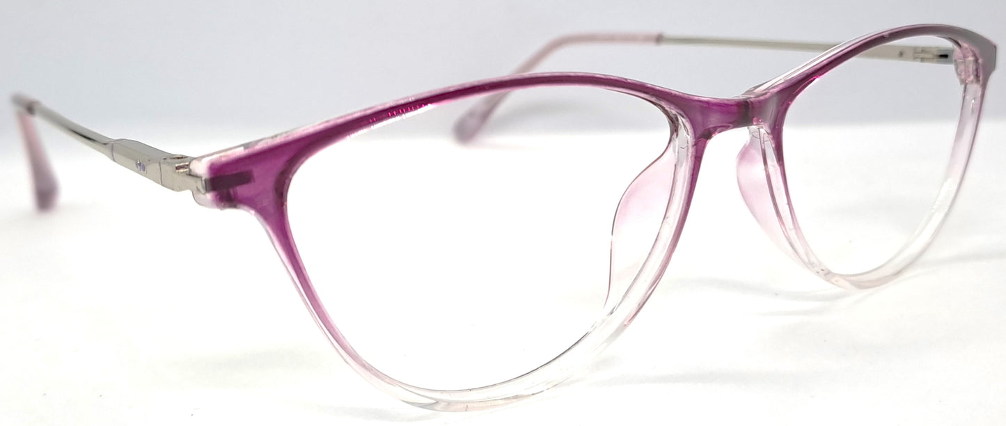 VE Purple & Transparent Cat Eye Frame for Men & Women