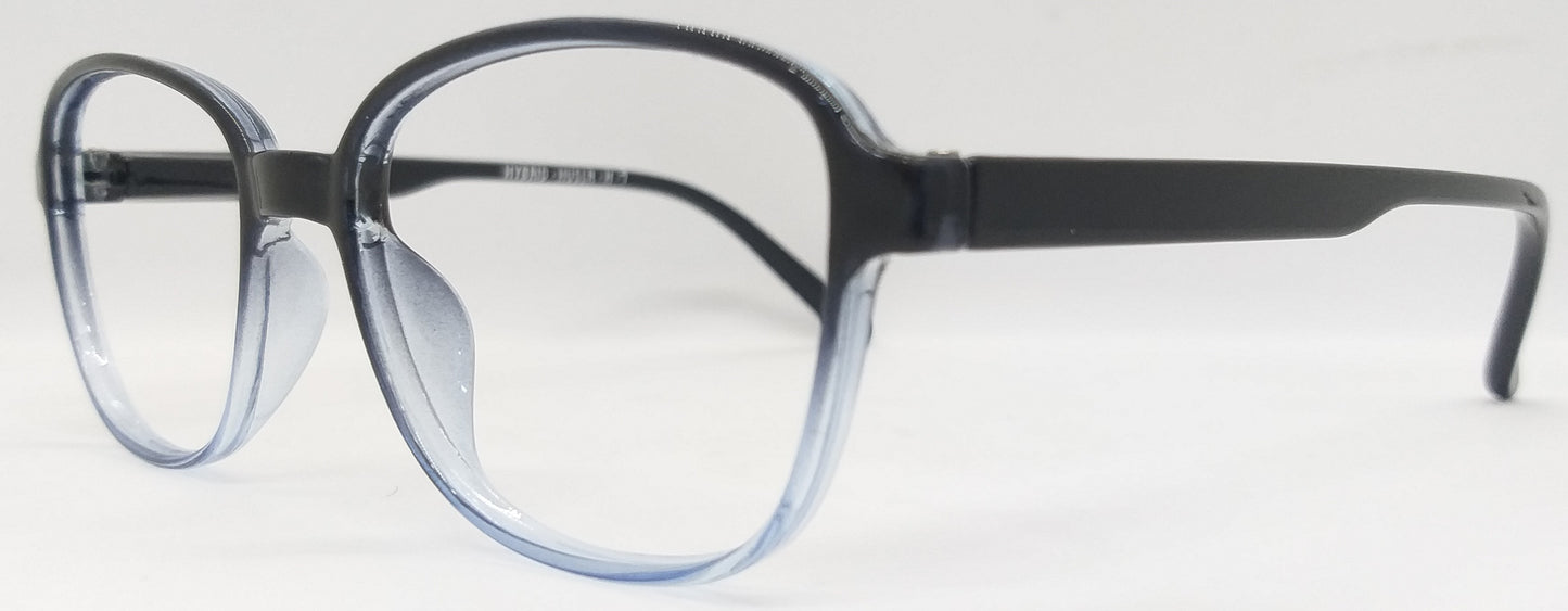 VE Black & Transparent Blue Square Frame for Men & Women