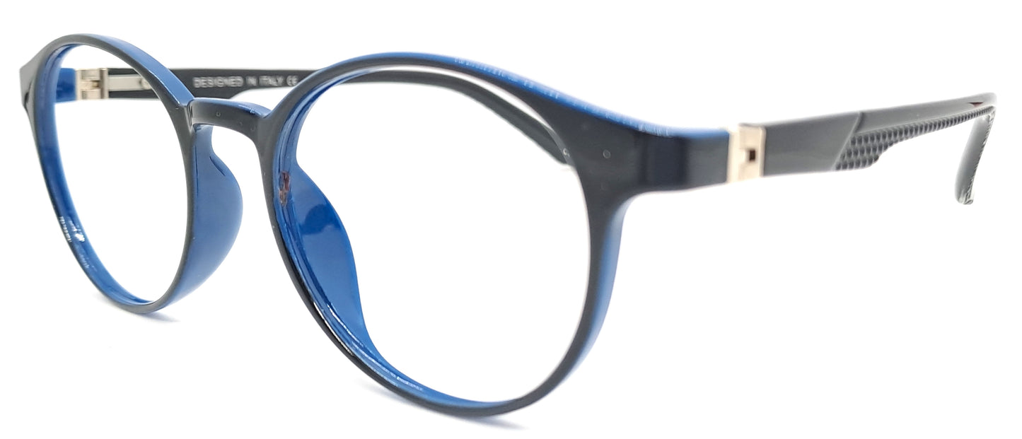 VE Black & Blue Round Frame for Men & Women