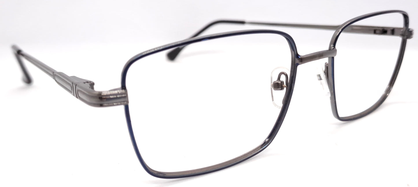 VE Blue & Gunmetal Rectangle Metal Frame for Men & Women