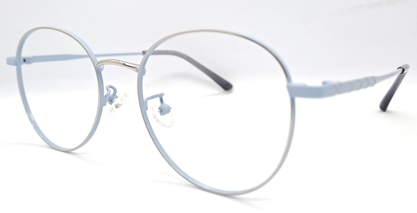 GA Sky Blue Round Metal Frame for Men & Women