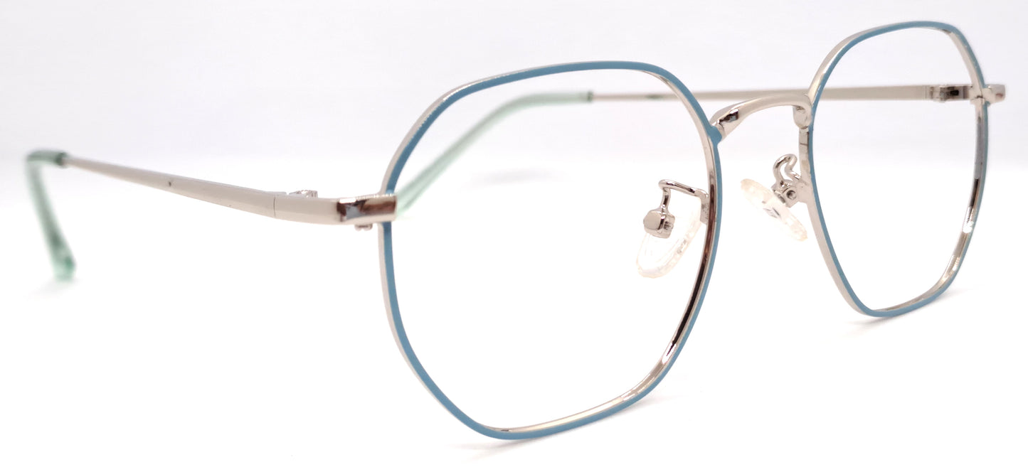 VE Teal Blue Geometry Frame for Men & Women