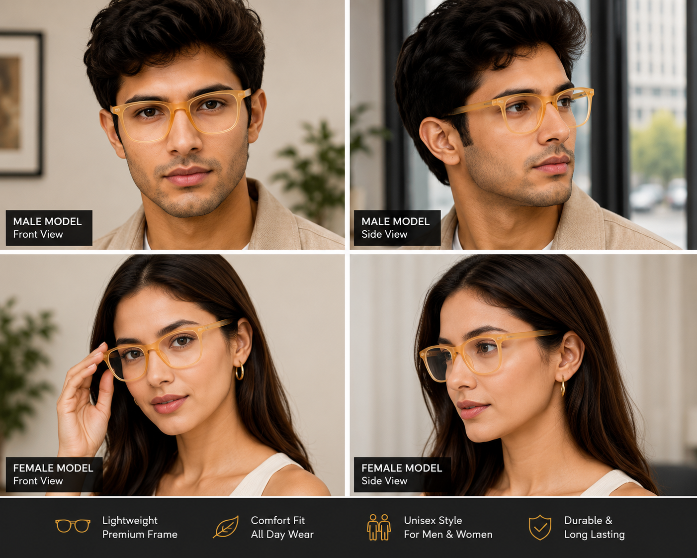 VE Honey Crystal Square Wayfarer frame